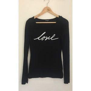 EXPRESS BLACK AND WHITE LOVE SWEATER